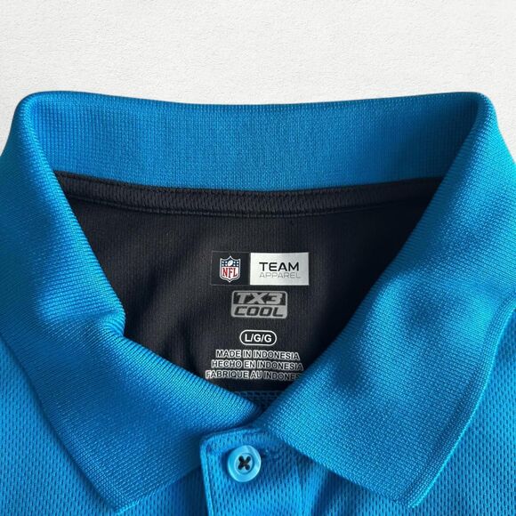 NFL Team Apparel TX3 Cool Panthers Polo Shirt in Blue and Black - Picture 4 of 8